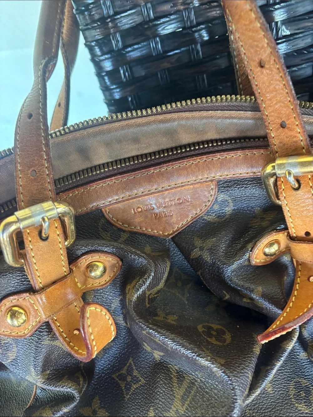 Louis Vuitton Monogram Canvas Handbag - Brown with Tan Trim